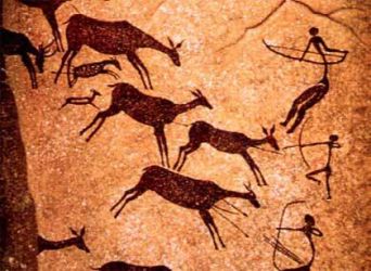 Pintura rupestre de cazadores de la prehistoria